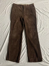 Vintage Distressed Sears Roebuck and Co Brown Fine Wale Corduroy Pants 35x31