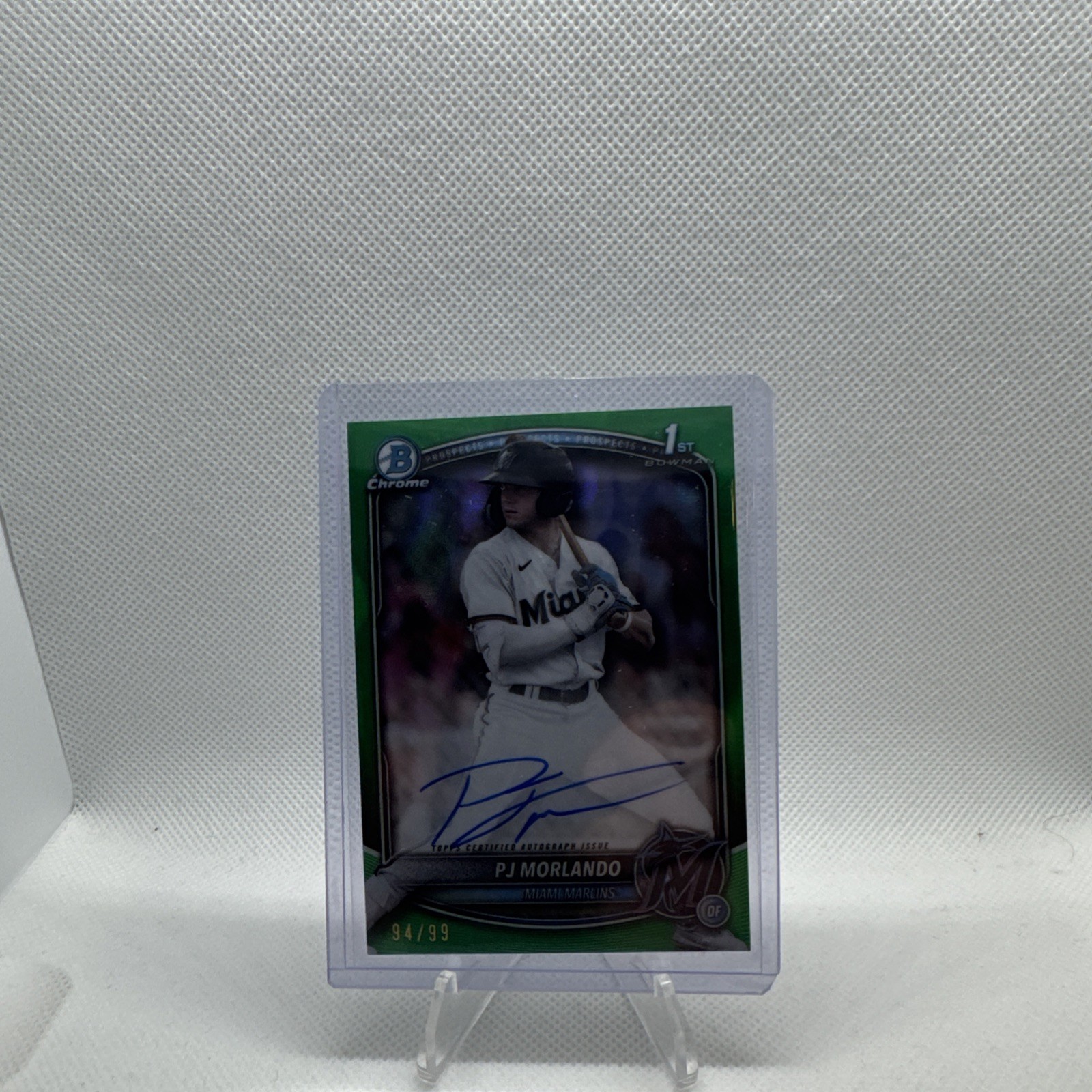 2025 Bowman Chrome PJ Morlando Green Lava Refractor Auto /99 Marlins 1st Bowman