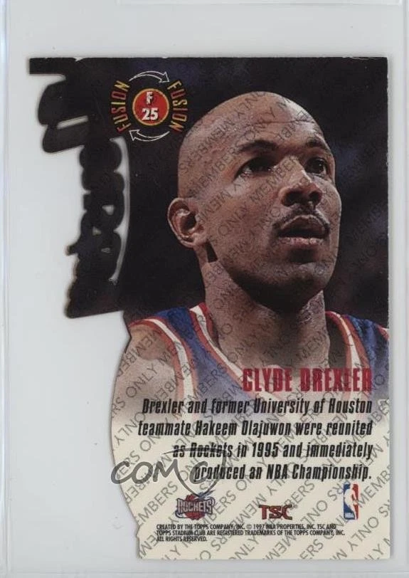 1996-97 Topps Stadium Club Fusion Die-Cut Members Only Clyde Drexler #F25 HOF - Image 2 of 2