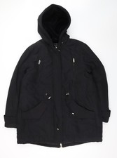 Papaya Damen Parka Mantel schwarz mit Kapuze ...