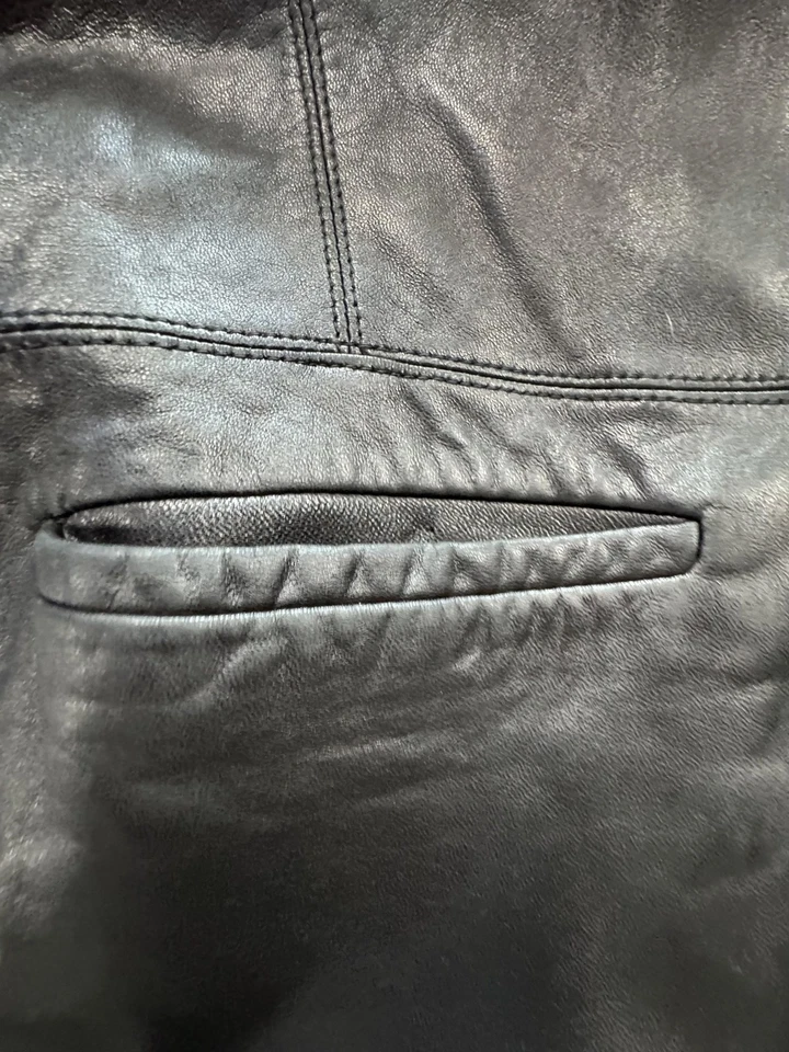 Classiques Entier Leather Coat Womens XS Black Button Front Long Trench Coat - Image 2 of 4