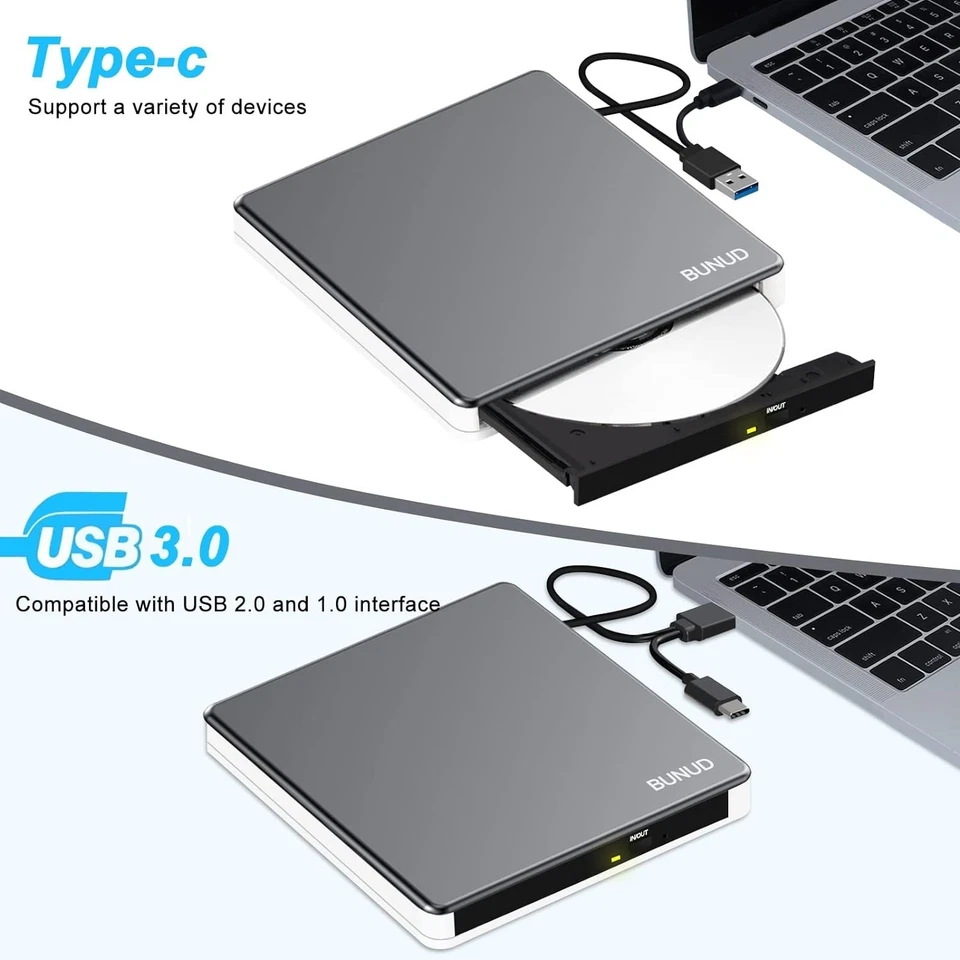 External DVD Drive USB C SuperDrive for Apple, Slot-in CD Drive for Mac, Port... - Image 3 of 4