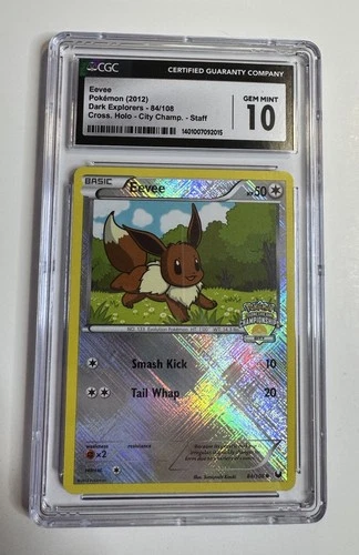 Pokemon 2012 Eevee 84 X-Hatch Holo Dark Explorers City Championship Staff CGC 10