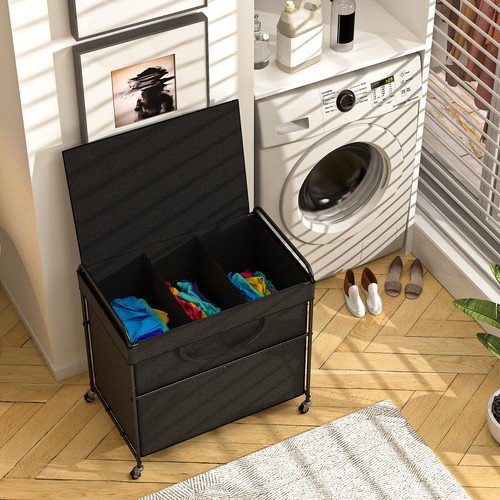 ClosetMaid Bamboo 2-Compartment Laundry Sorter Hamper With Sliding Baskets 10000-02531 - The