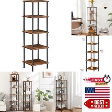 Functional 5-Tier Corner Bookshelf - Space-Saving Design in Rustic Finish
