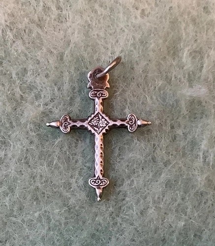 Antik Janette Kreuz Französisch Sterlingsilber 13/4" Regionales Kruzifix Paris Anhänger - Bild 8 von 10