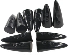 Leekayer Black Resin Horn Tooth Toggle Buttons - 10Pcs, 40Mm, Two Holes for Coat