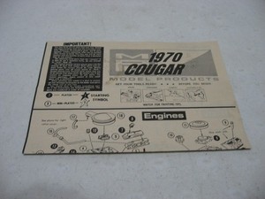 Instruction Sheet Only - MPC 1970 Mercury Cougar Model Kit #2270-200
