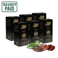6 boxes Rich Gano Gold Black Gourmet Premium Coffee Reishi ganoderma Mushroom
