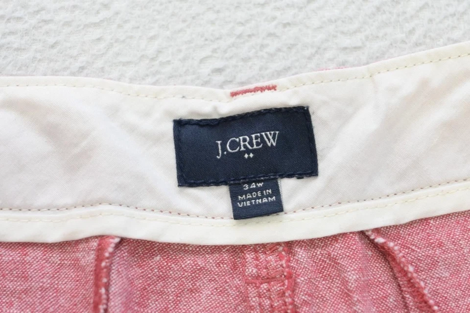 J Crew Linen Cotton Chino Shorts Marled Red/Pink Casual 9" INS Mens Size 34 - Image 4 of 4