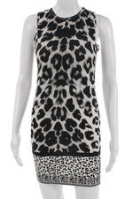 Versus Womens Bodycon Tank Dress Black Animal Print Sleeveless Size S