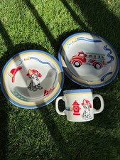 Tiffany  Co Fire Station, Dalmation Childs Set Of 3 cup bowl plate Japan 2005