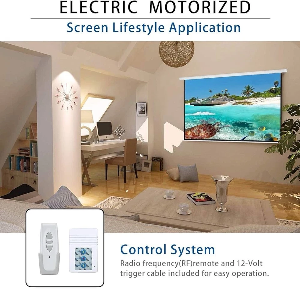 120" Motorized Projector Screen Electric Diagonal Automatic Projection 43 HD ... - Image 2 of 4