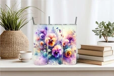 30 Oz. Pansies Stainless Steel Tumbler