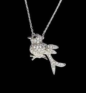 Authentic 2Ct Round Cut Real Moissanite Birds Shape Women's Pendant 14K White Gold Plated
