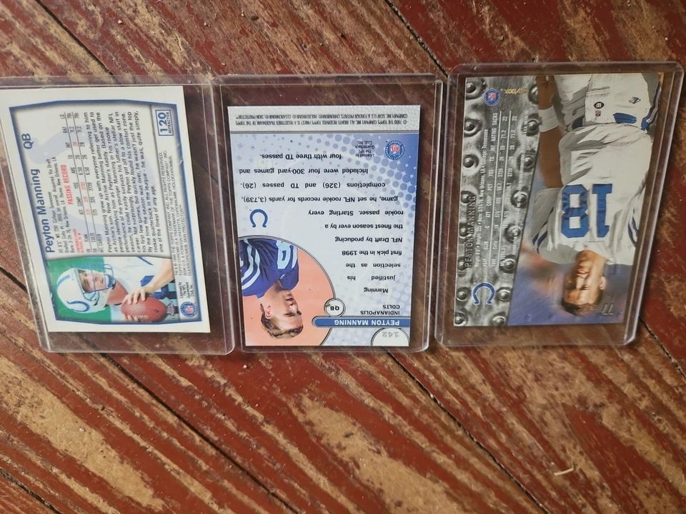 Peyton Manning 橄榄球卡 3 张 Topps Chrome、Topps、Metal Skybox — 第 4/4 张图片