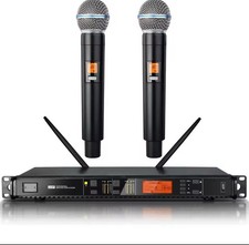 UX22 Micrófono Portátil Profesional 2 Canales Portátil UHF Micrófono Inalámbrico