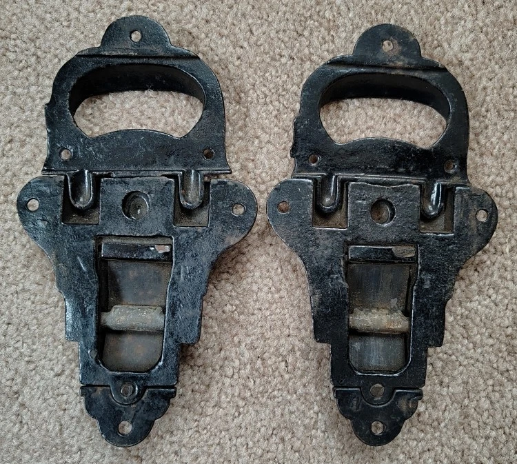 PAR de pestillos de maletero grandes antiguos #5, cofre vaporera piezas de herrajes vintage Foto 3 de 4