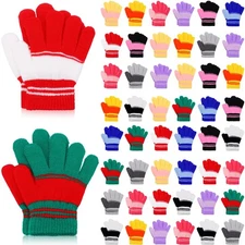 24 Pairs Knit Kids Gloves Bulk Winter Warm Gloves for Boy Girl Toddler (Vivid...
