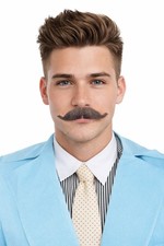 Adult Men's Setit Brown Mustache Facial Hair | Natural-Looking Style |  M-1337
