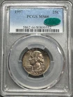 1957  WASHINGTON QUARTER   PCGS  MS66 CAC