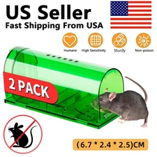 2PCS No Kill Reusable Mouse Trap Humane Live Catcher Vermin Rodent Cage Pest US