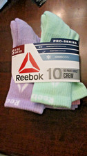 REEBOK 10 Pairs of PASTEL COLORED CREW SOCKS Girls Small 6-10.5  NWT