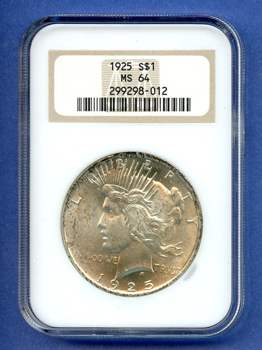 Silver MS 64 Graded 1925 Year Peace Dollars (1921-1935) for sale