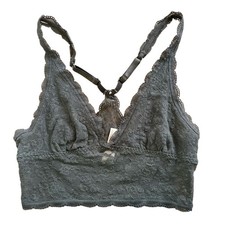 Victoria s Secret y2k white tag charcoal grey lace racer back bralette S