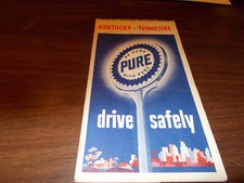 1954 Pure Oil Kentucy/Tennesse Vintage Road Map / 54A