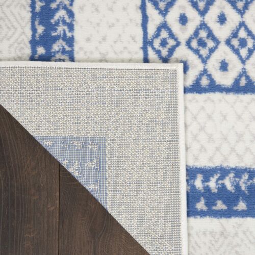Nourison Whimsicle Geometric Ivory Blue 8'4" x 11'6" Area Rug Easy Cleaning - Picture 4 of 9