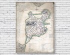 1775 Boston Map Poster Print, Vintage Old City Map Mass Massachusetts Wall Art