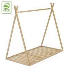 Cama Infantil Tipi con Somier, en Madera Natural - Montessori