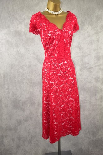 JACQUES VERT Size 22 Red Lace Dress Mother of the Bride Cruise Occasion Party - Picture 5 of 8