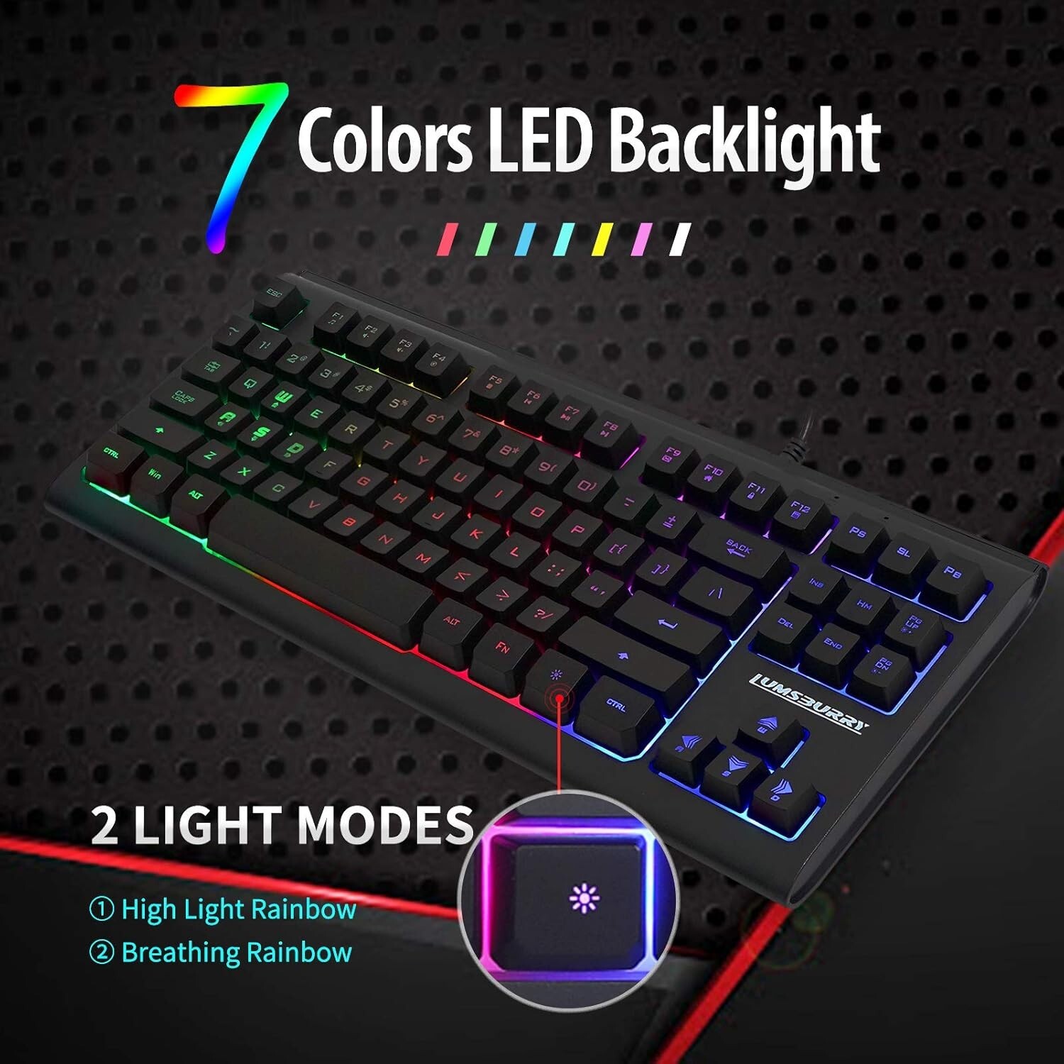 Lighted Computer Keyboard For Partially Sighted Large Print Backlit Keyboard, Wired USB Lighted Computer Keyboard with ...