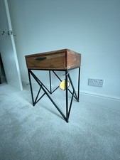 Image of Modern wooden Aluminium Black Frame side table with storage