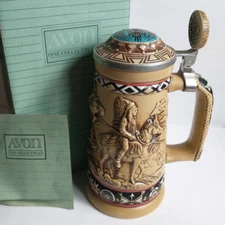 Vintage Avon 1988 Indians of The American Frontier Lidded Beer Stein Mug New NIB