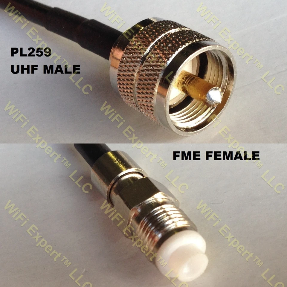 USA-CA RG58 PL259 UHF MALE to FME FEMALE Coaxial RF Pigtail Cable - Image 1 of 1