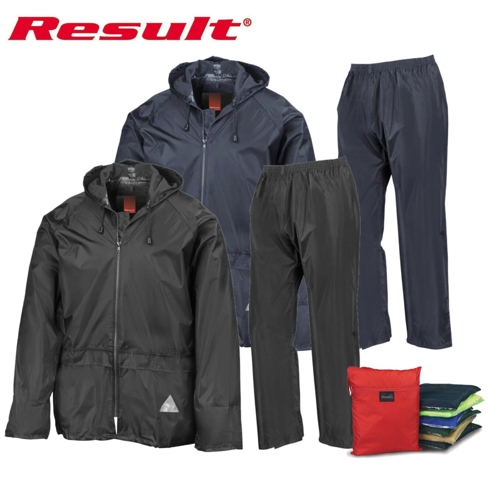 Waterproof and Windproof Men's Heavy-Duty Jacket and Trousers Rain Suit with Bag