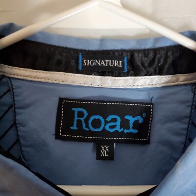 ROAR Signature Mens Long Sleeved Embroidered Distressed Baby Blue XL Shirt