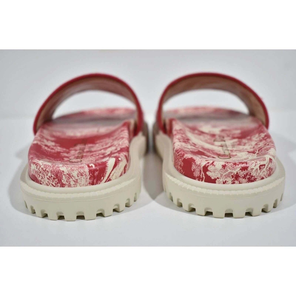 Christian Dior Dway Red Logo Toile De Jouy Platform Slide Mule