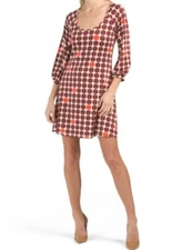 Max Sport Retro Style Dots Printed Balloon Sleeve Jersey Dress Size XS 