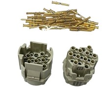 Lot of 2 Harting 09155173101 Female Insert Gray 17 Position Crimp AWG Contacts