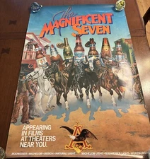 Vtg Budweiser Beer Poster The Magnificent Seven Movie Tie In Michelob 24 x 34