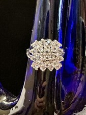 Vintage Sterling Silver 925 CZ Cluster Ring Size 5.75