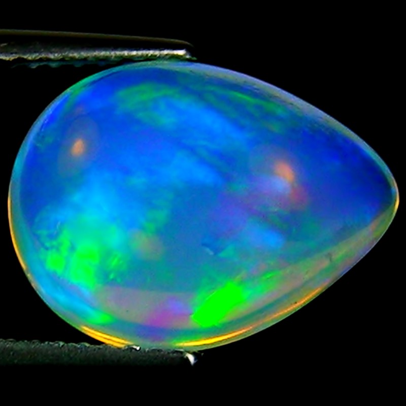 3.86 Ct Natural Ethiopian Cabochon Opal Gemstone Multi Color Pear Cut