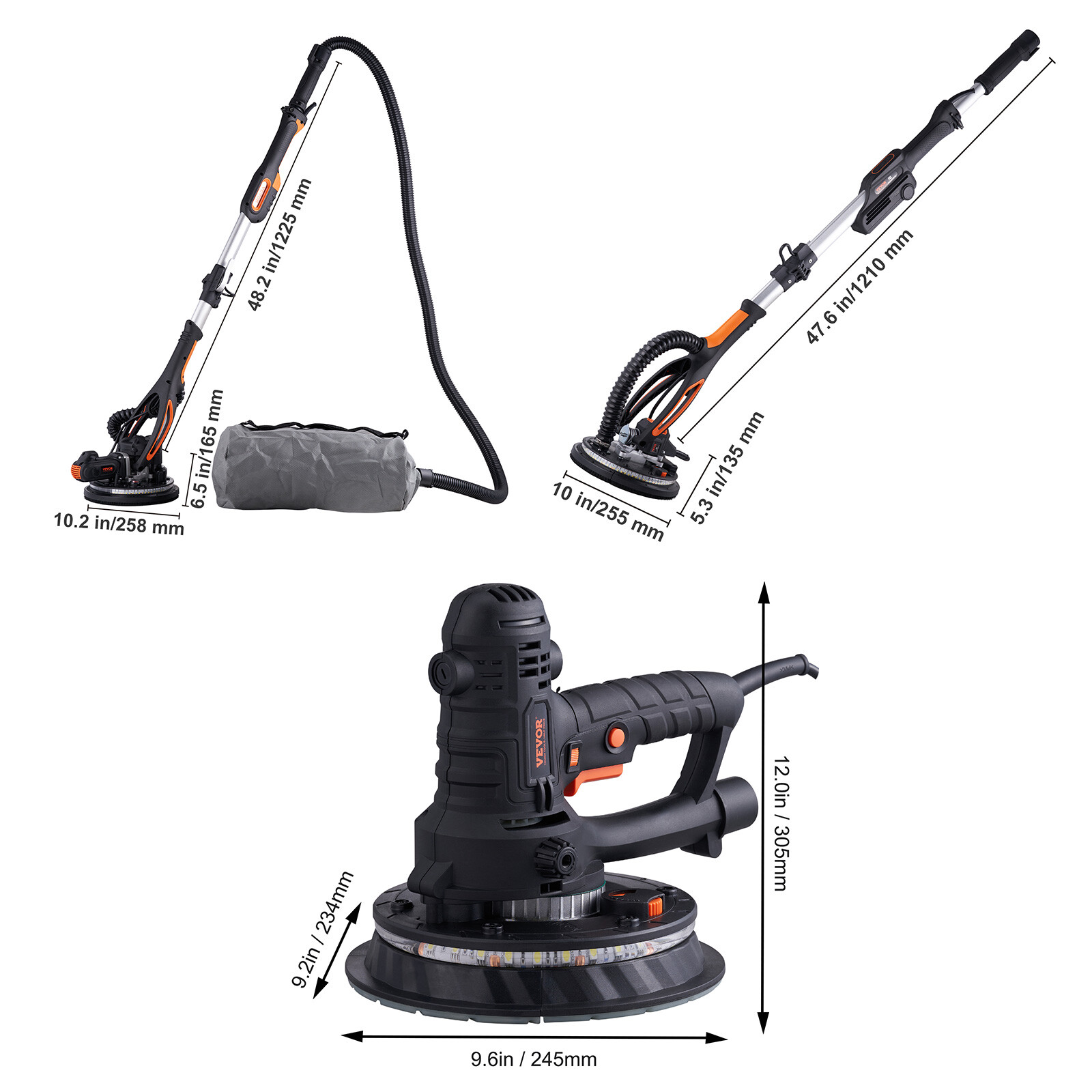 VEVOR Drywall Sander Electric Wall Sander 900W/800W/800W Variable Speed