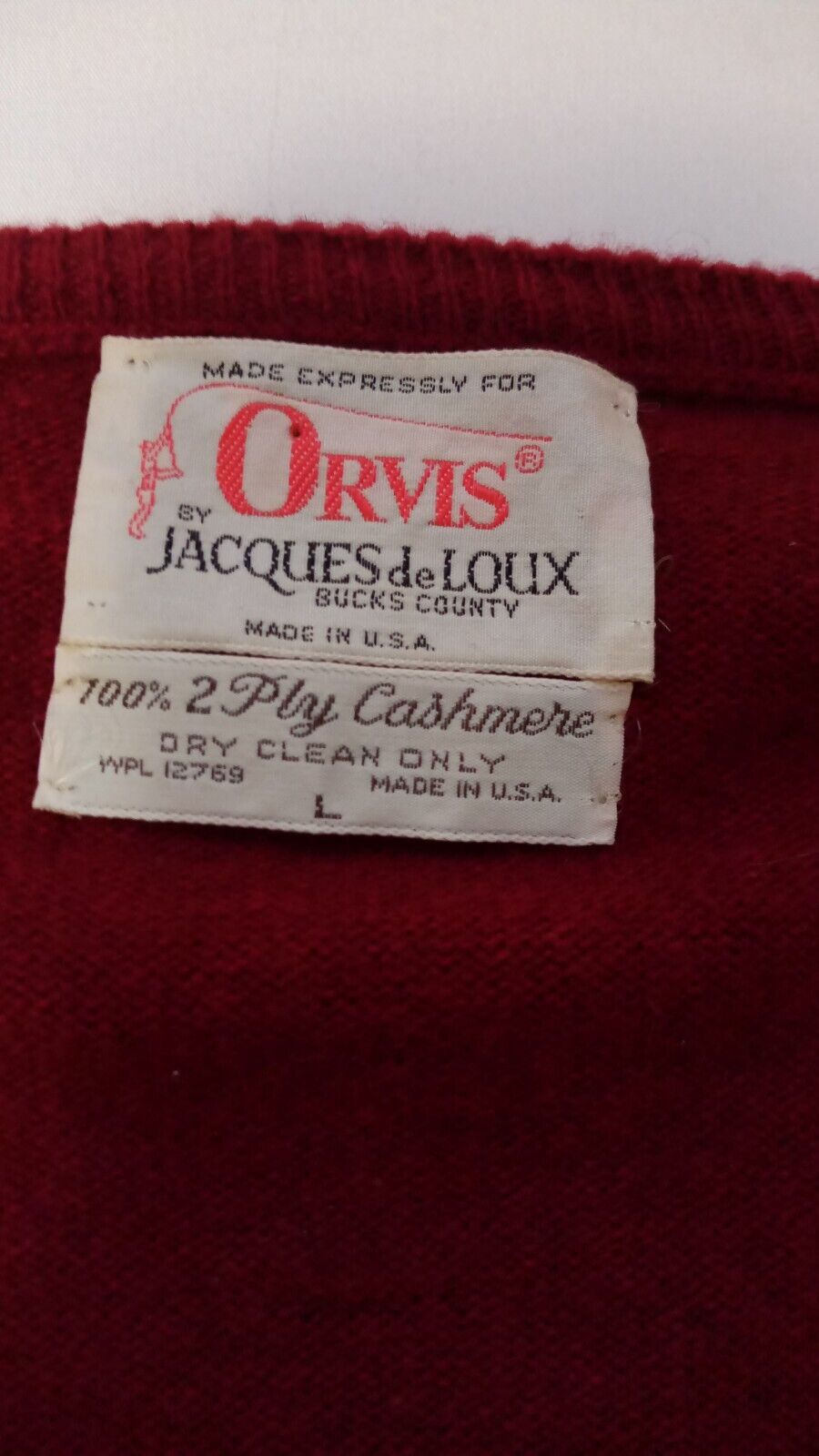 Vintage Orvis By Jacques de Loux 100% Cashmere Ma… - image 2