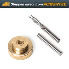 POWERTEC 71729 Solid Brass Inlay Set, 1/4"D, 3/4" Cutting Length, 1/4" Shank
