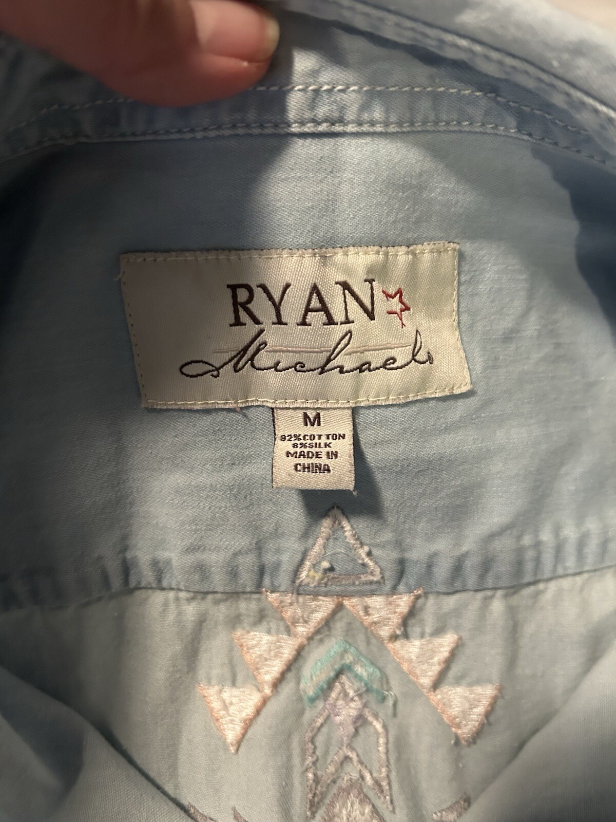 RYAN MICHAEL Western Snap Chambray Southwest Desi… - image 3